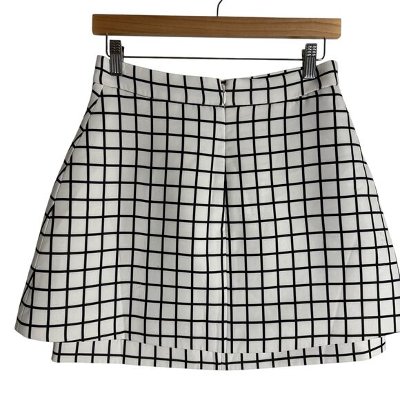 Cameo White Black Windowpane Plaid Stripe A-Line Mini Skirt Size M - Picture 7 of 11